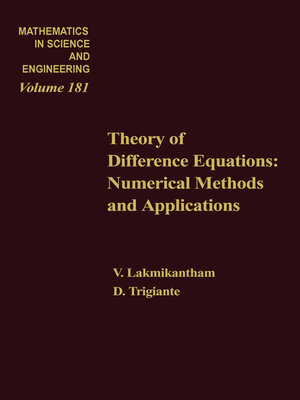 cover image of Theory of Difference Equations Numerical Methods and Applications by V Lakshmikantham and D Trigiante